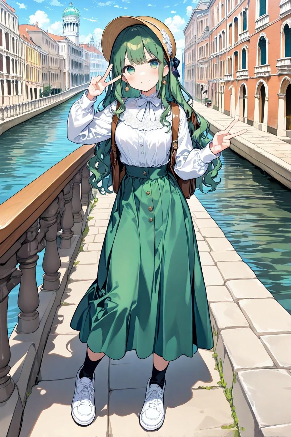 イタリア旅行に来たロングスカート女子