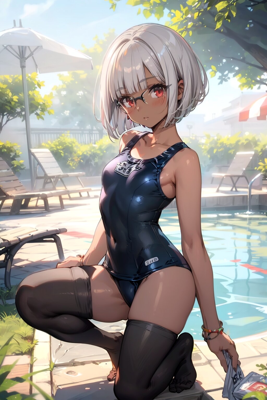 スク水タイツの眼鏡っ娘