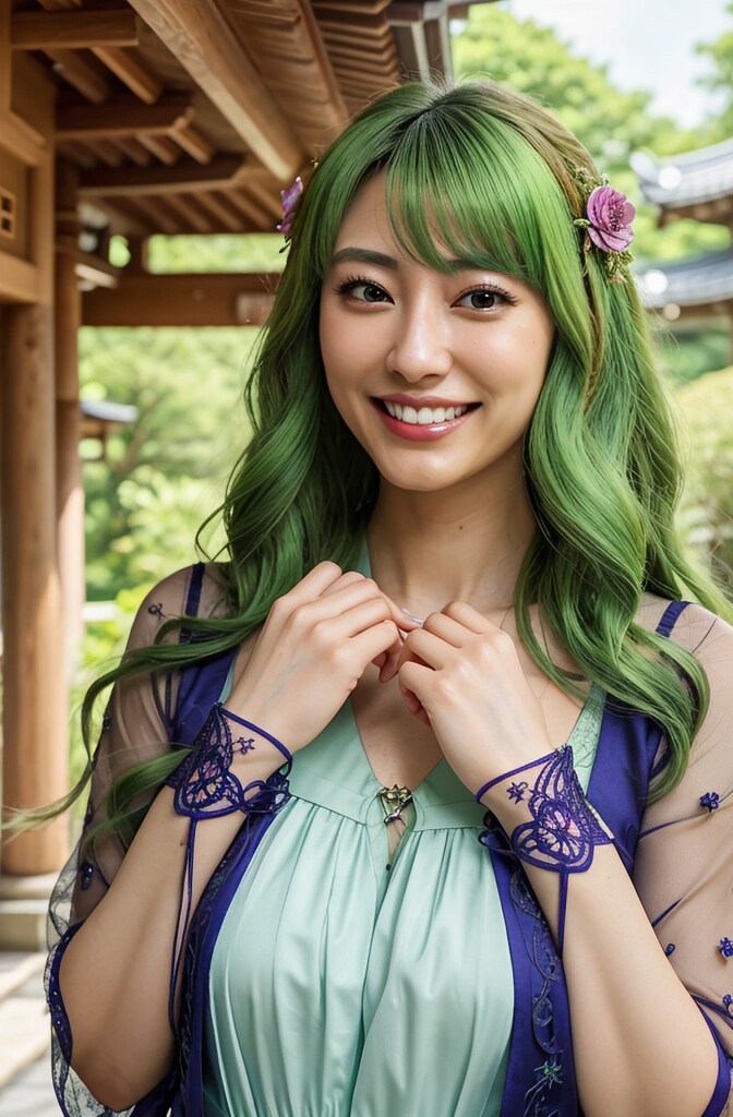 緑髪女子