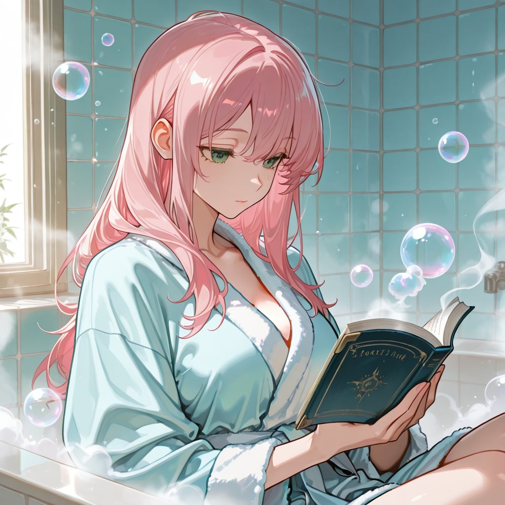 朝の湯けむりと読書