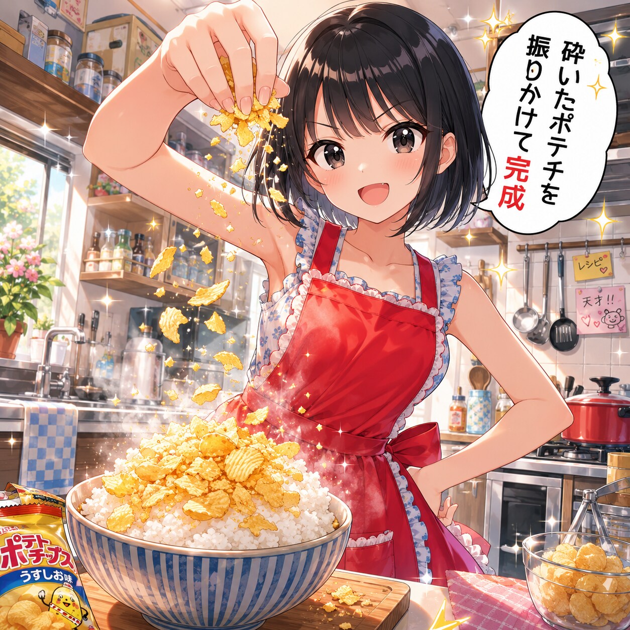 料理をしている女の子