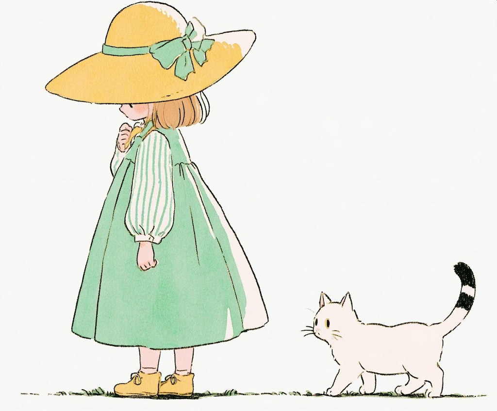 女の子と猫