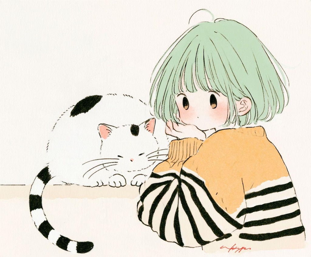 女の子と猫