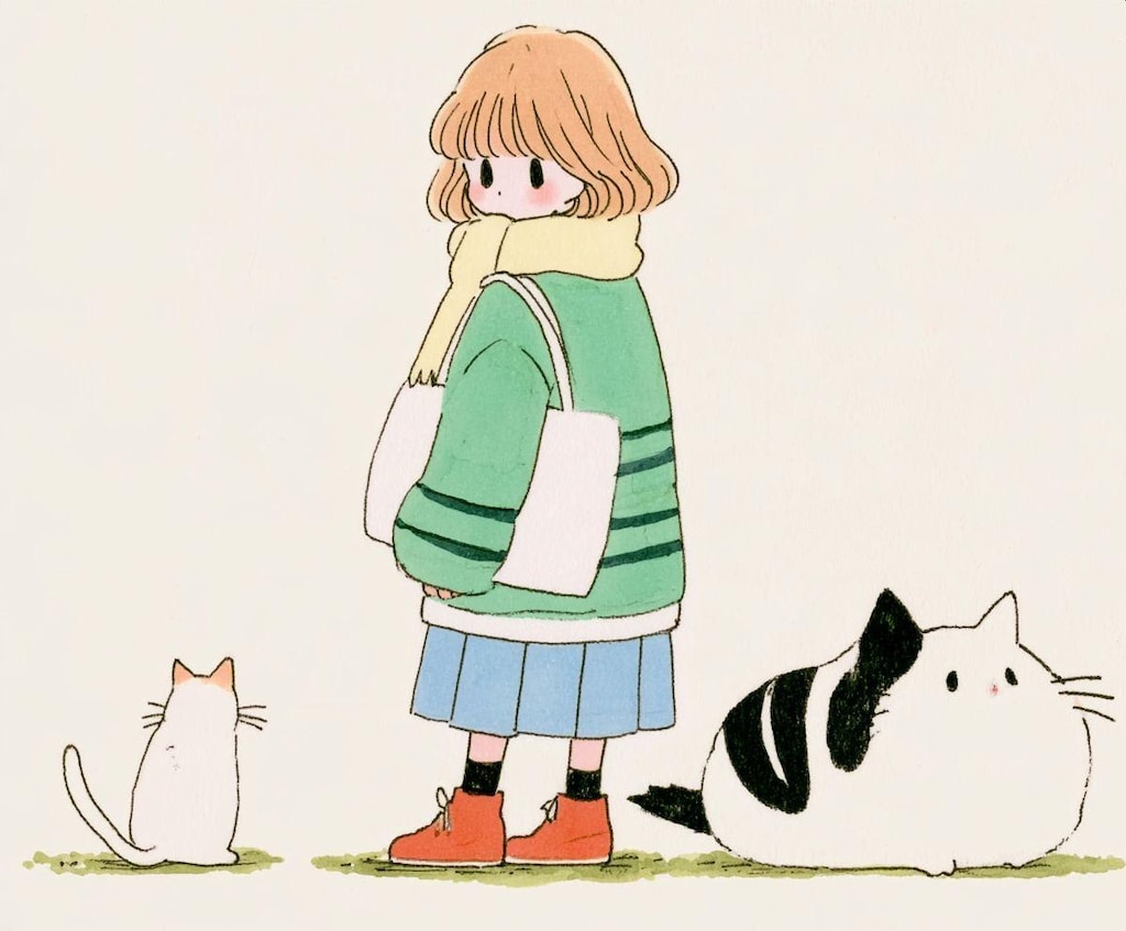 女の子と猫