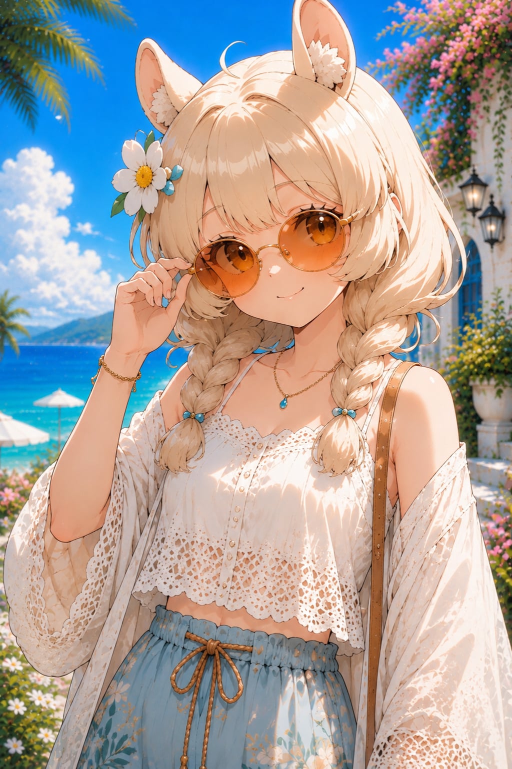 アルパカちゃん夏のコーディネート（サングラス)