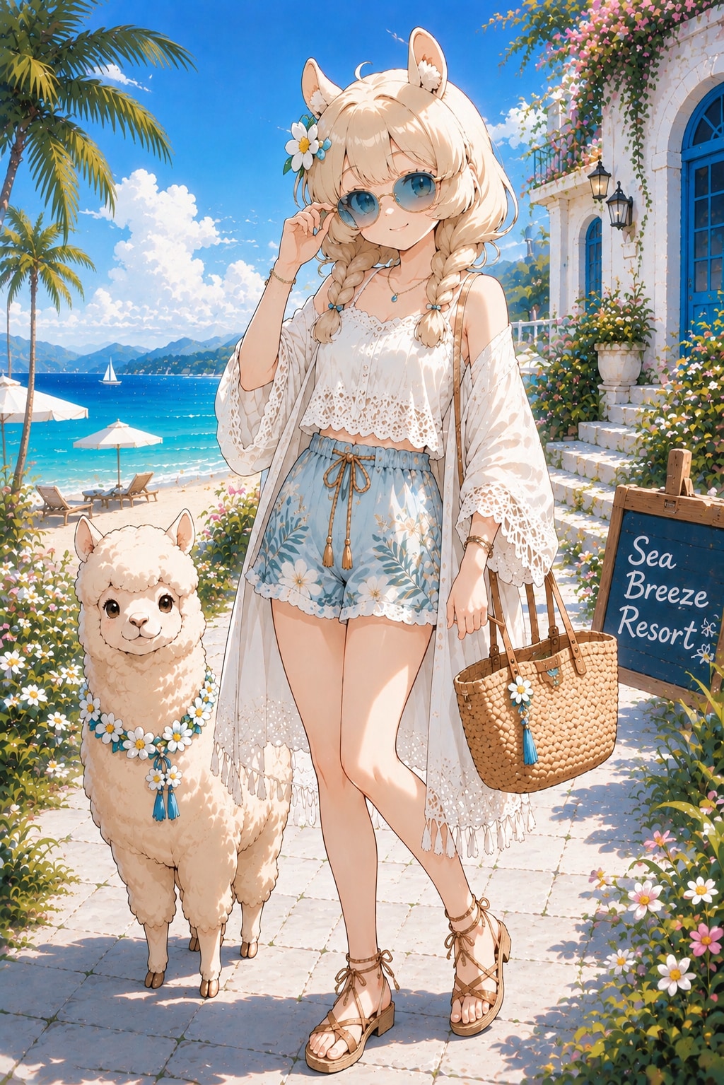アルパカちゃん夏のコーディネート（サングラス)