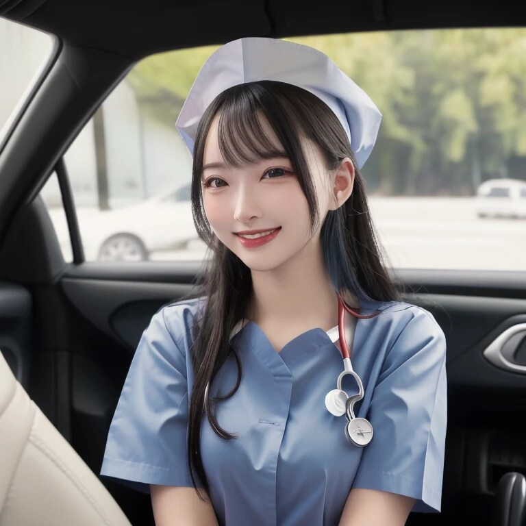 黒髪ロングで車内の美女５６ | の人気AIイラスト・グラビア