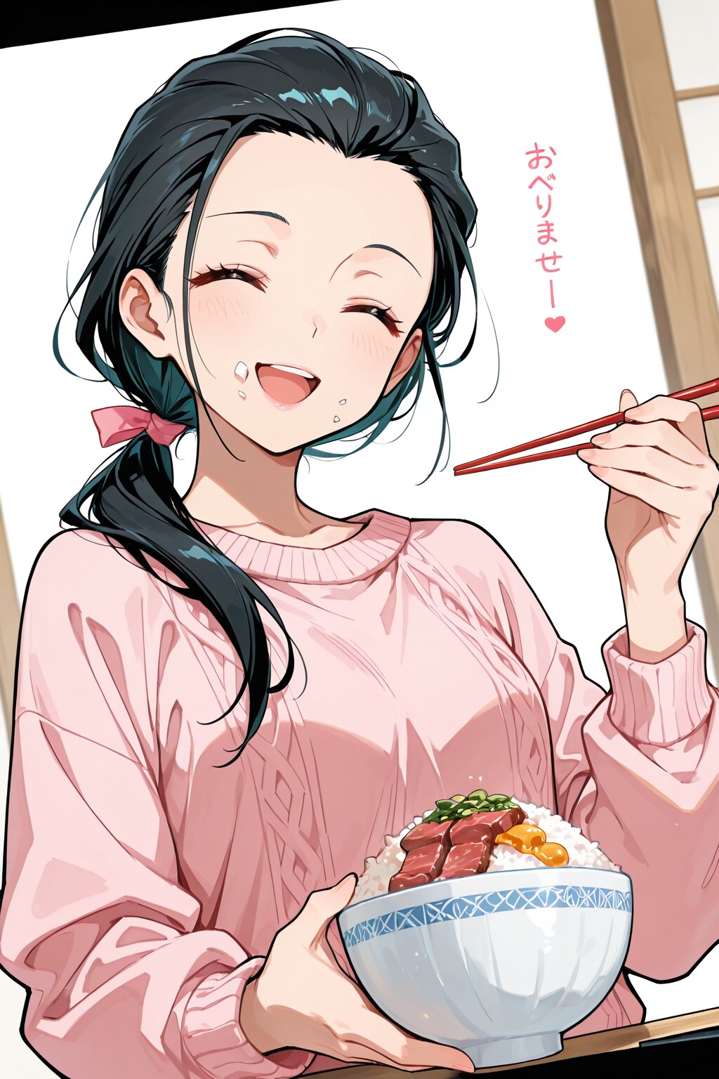 どんぶりご飯に肉
