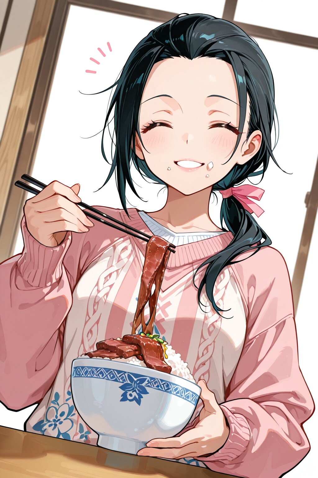 どんぶりご飯に肉