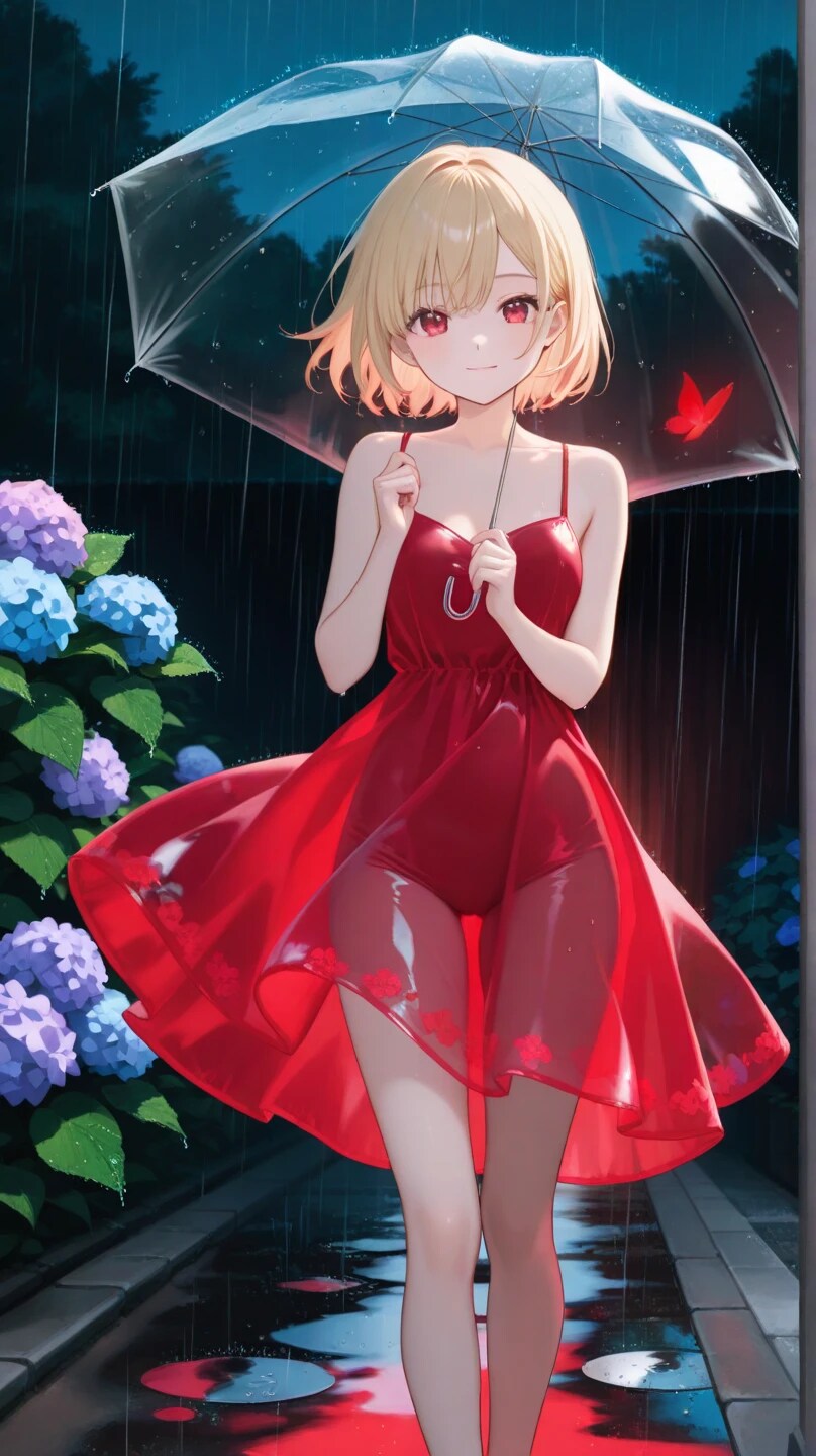 雨の中、こちらに微笑む金髪少女 | の人気AIイラスト・グラビア