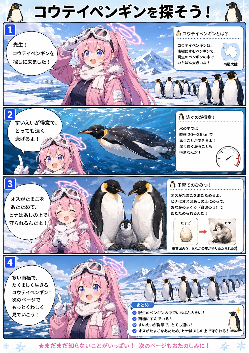 ブルアカで学ぶ世界のペンギン学習漫画8P
