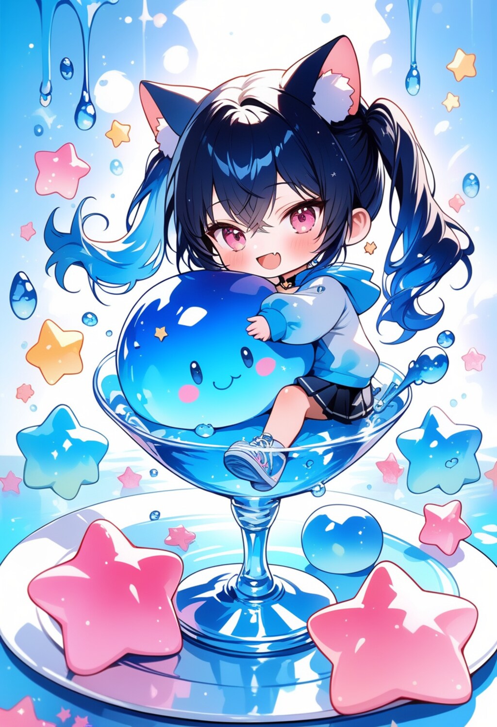 うちの子たちと青いやつ