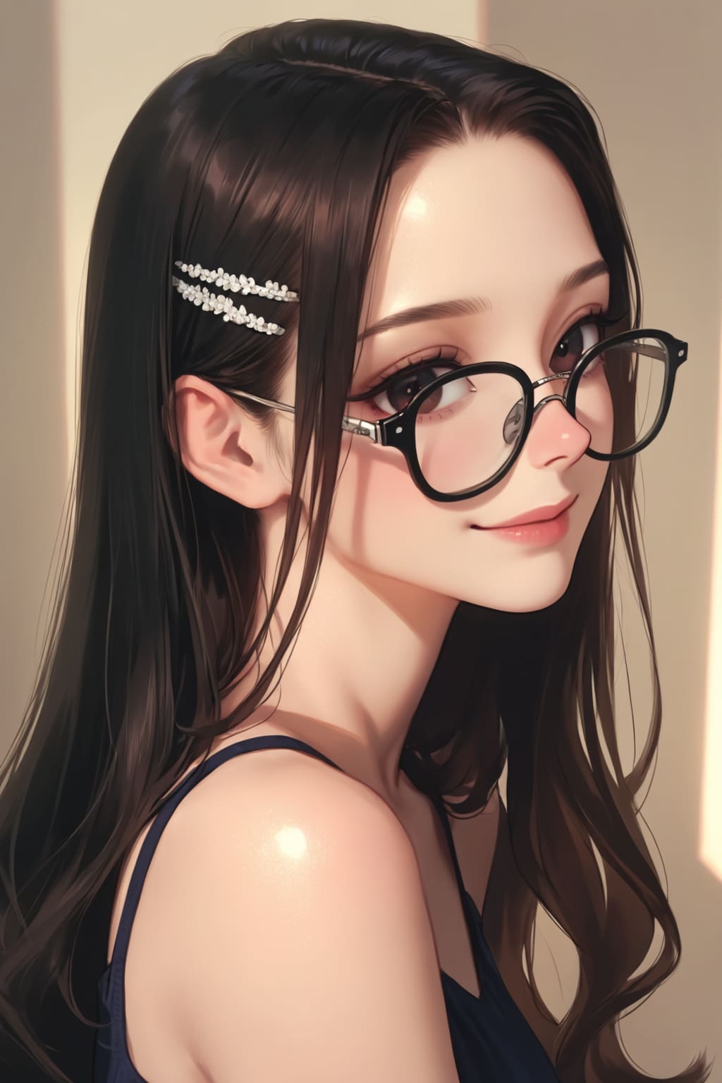 黒髪眼鏡の美人さん