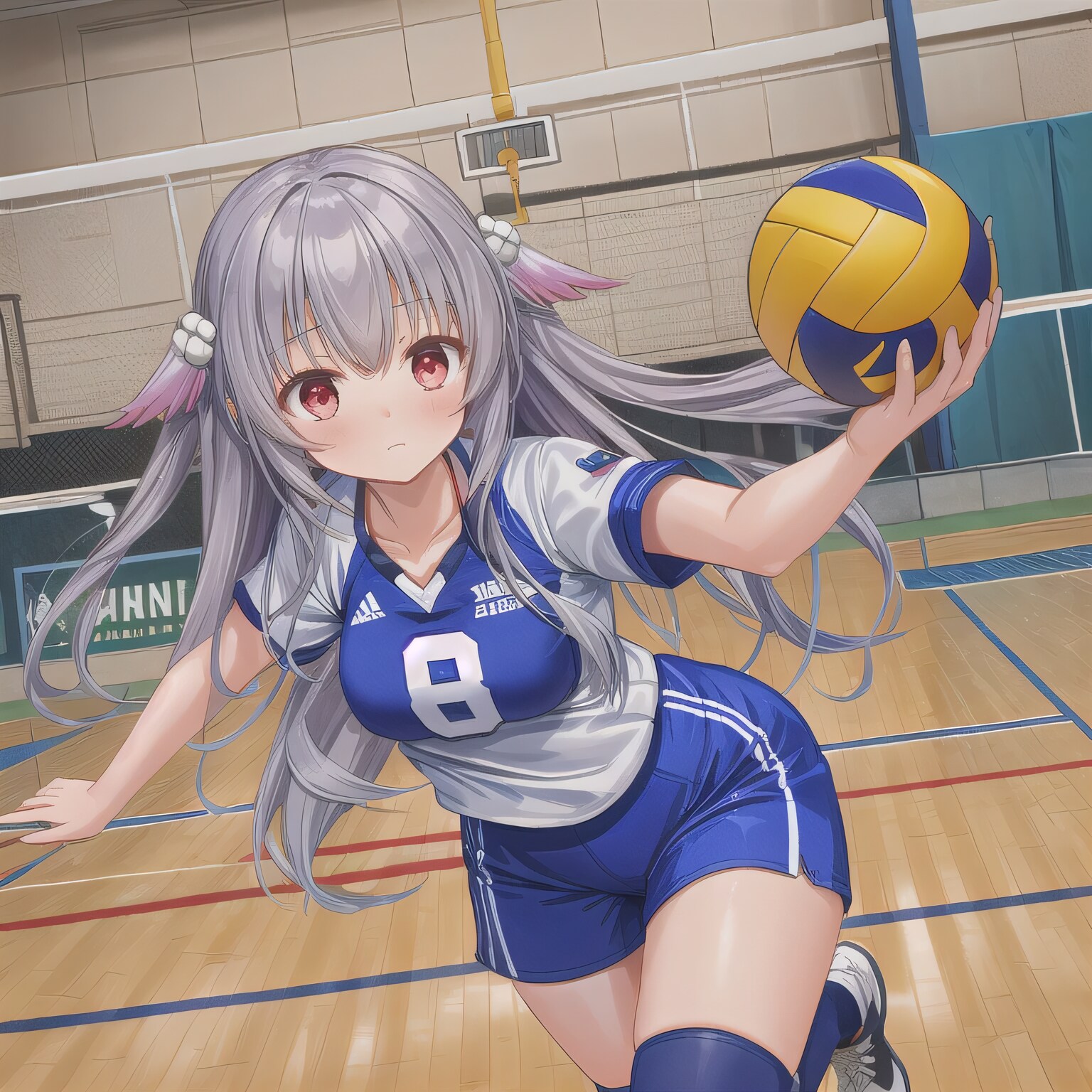 灰髪ロングでユニフォームの少女１０ | の人気AIイラスト・グラビア