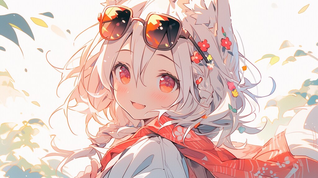 陽光に輝く白狐少女の夏冒険