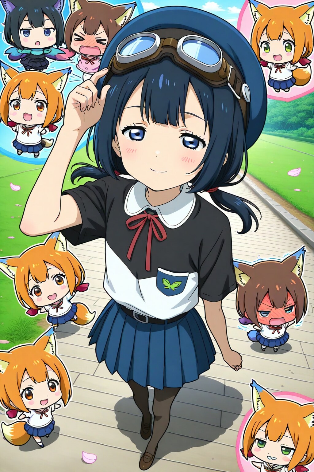 (((One person puts on goggles))),と、協調。