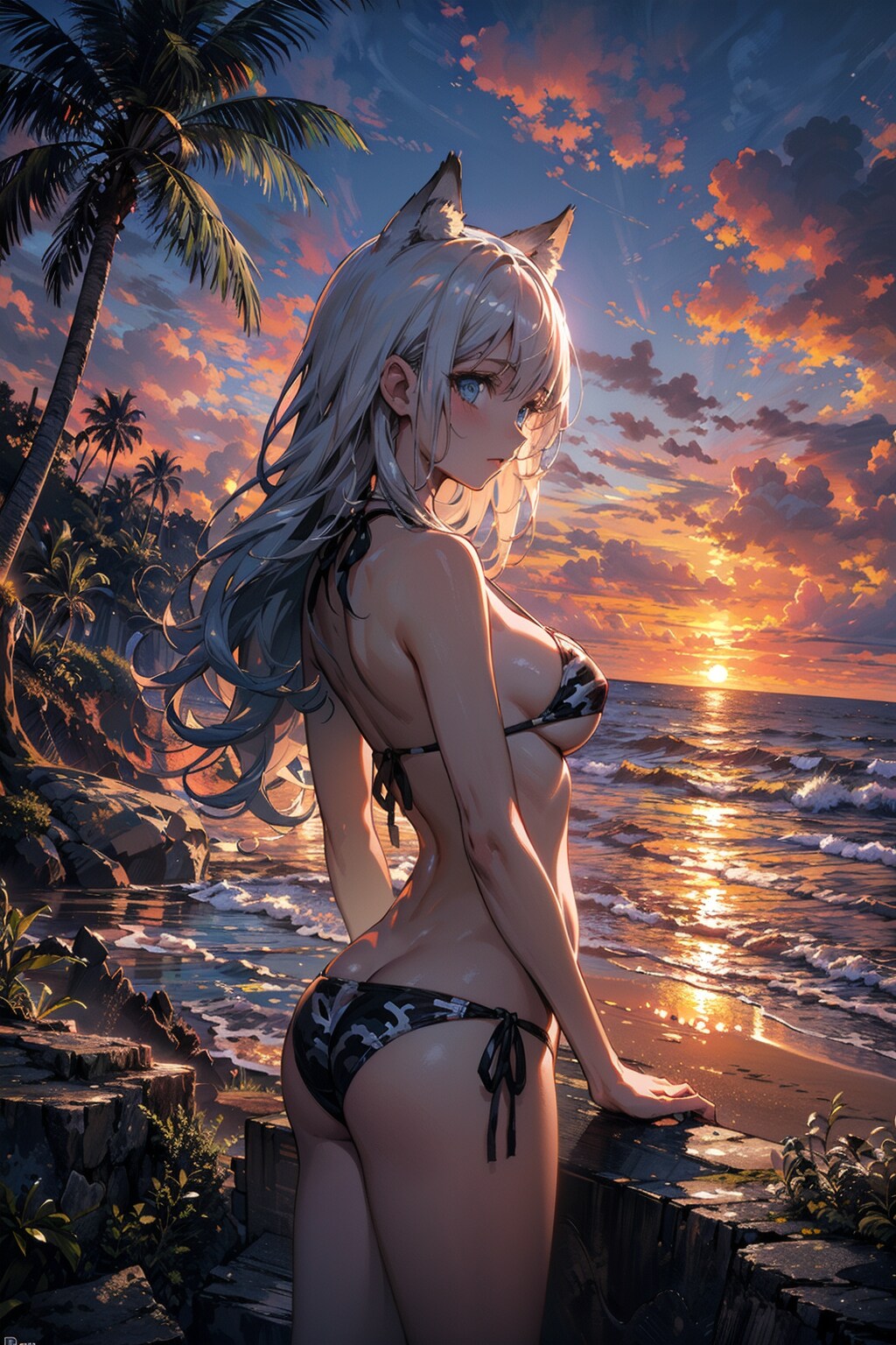夕暮れの海岸🐺🌅
