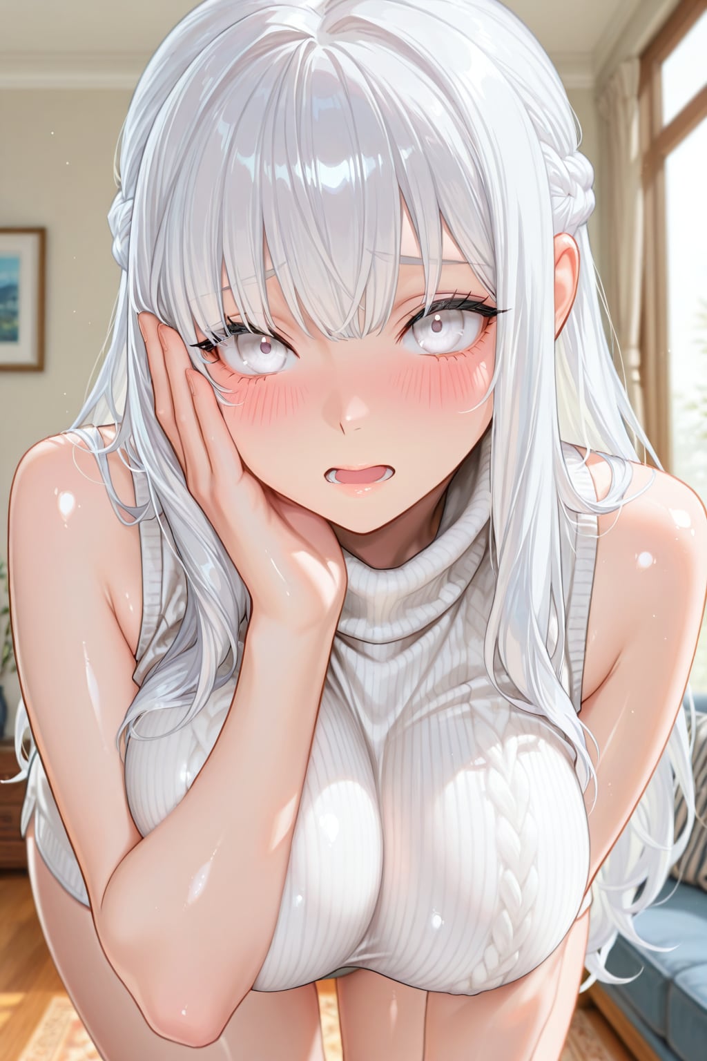 もしも真っ白お姉さんがハーフアップ編み込みしていたら