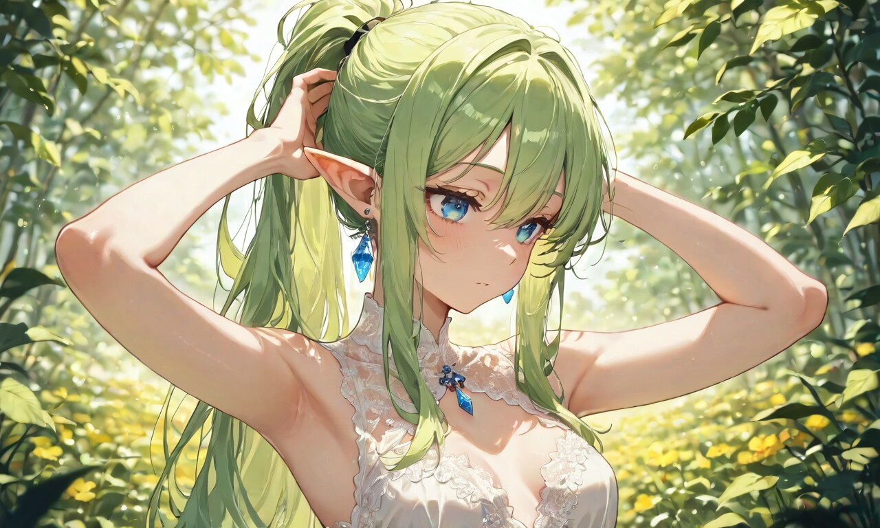 髪を結ぶエルフ | の人気AIイラスト・グラビア