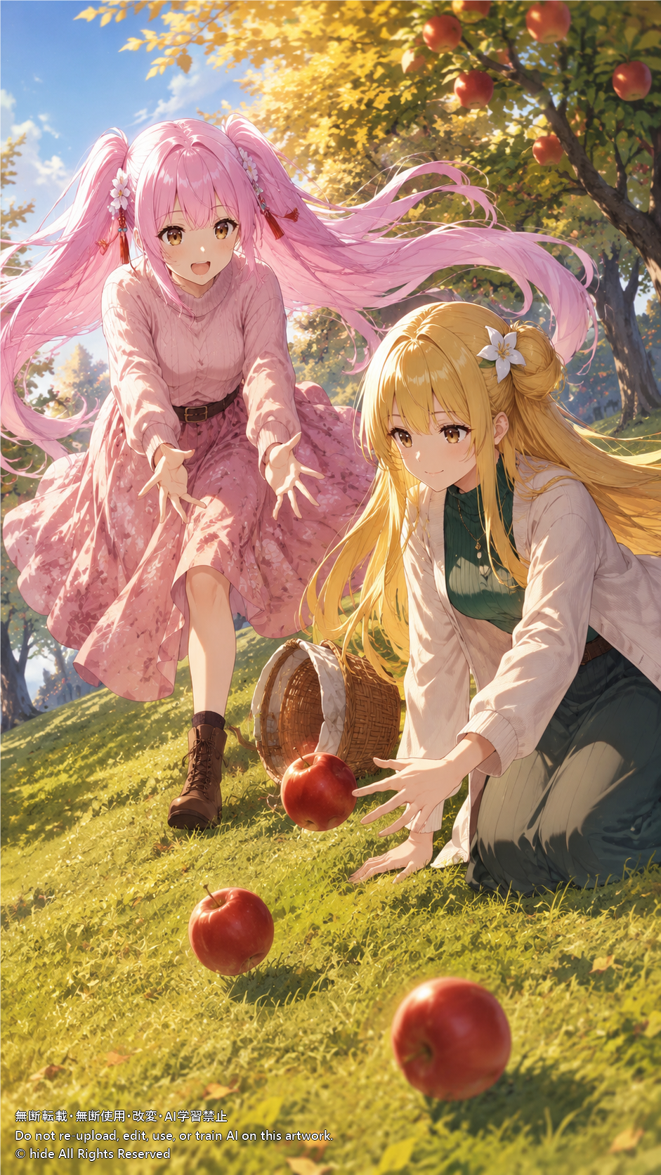 🍎 ころころ、りんご日和 | の人気AIイラスト・グラビア
