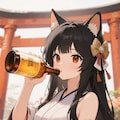 瓶ビールをラッパ飲みする御神体様とさくらちゃん 4枚目