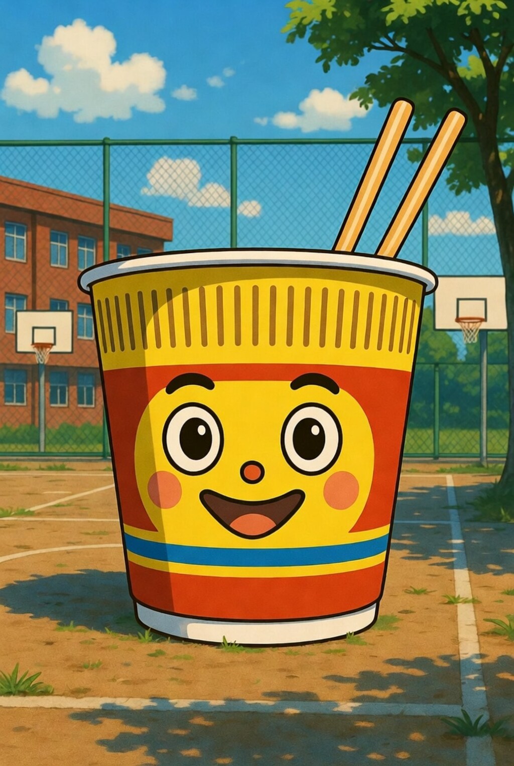 グラウンドのカップヌードル