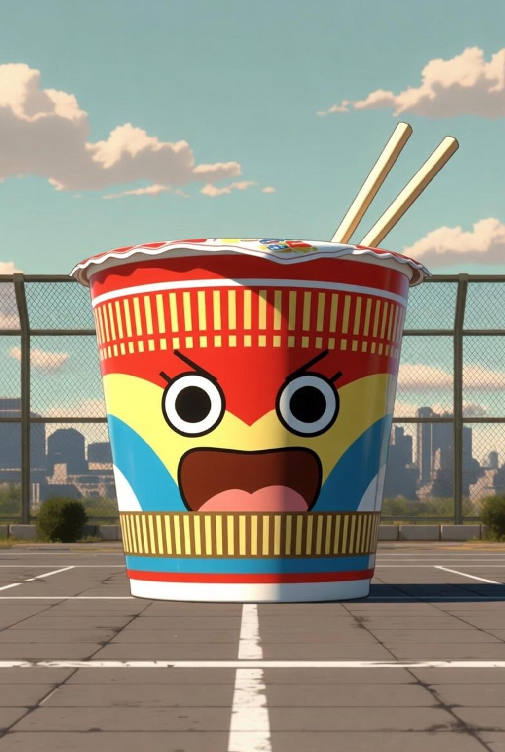 グラウンドのカップヌードル