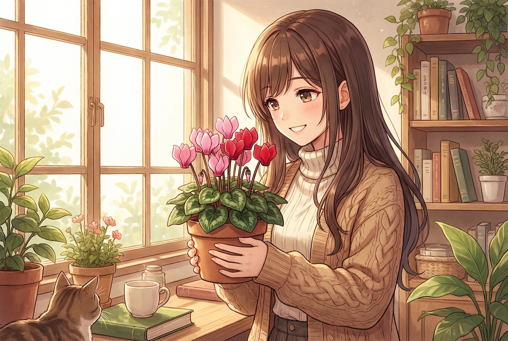 シクラメンを愛でる少女_2026/02/19