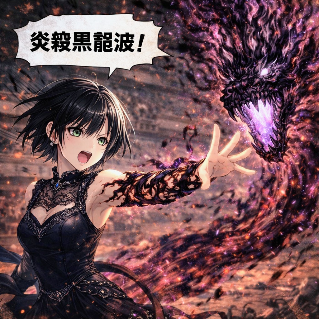 邪王炎殺黒龍波を放つ藍音ちゃん