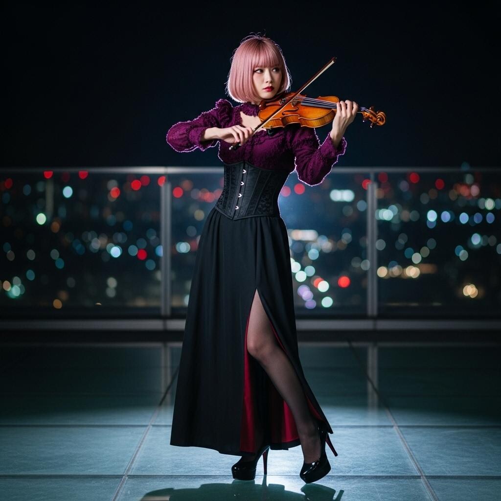 バイオリニスト　屋外ソロコンサート