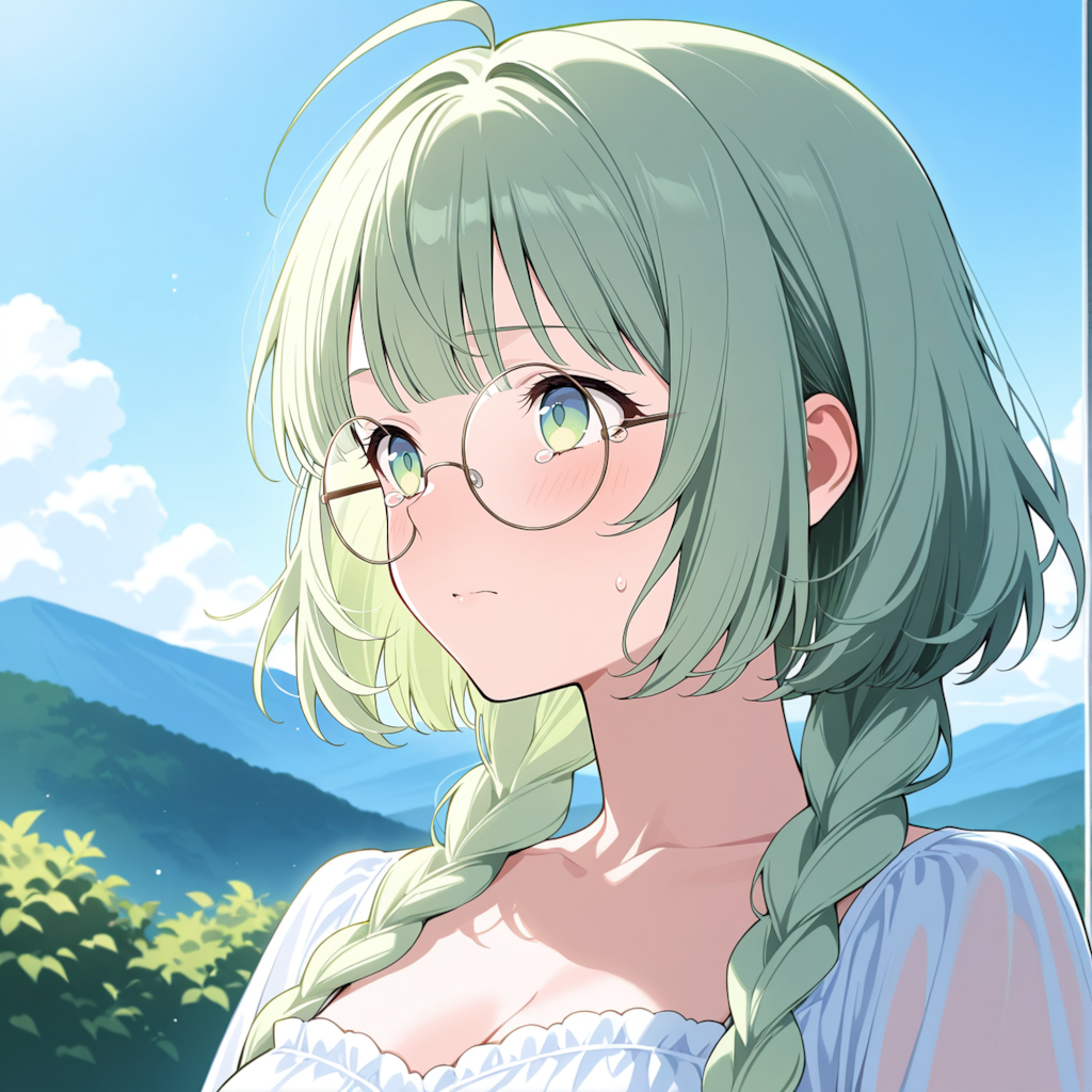 夏の日差しが眩しい高原で