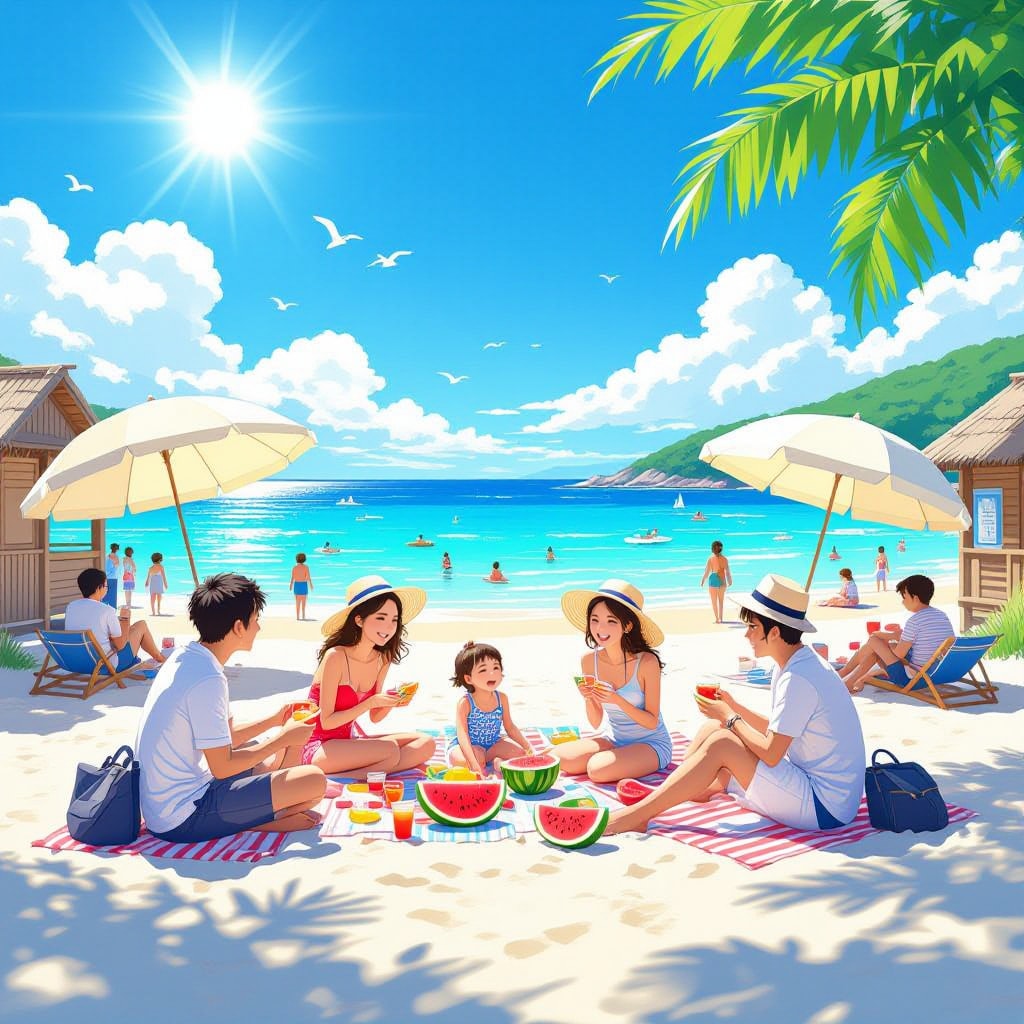 夏空と家族のひととき