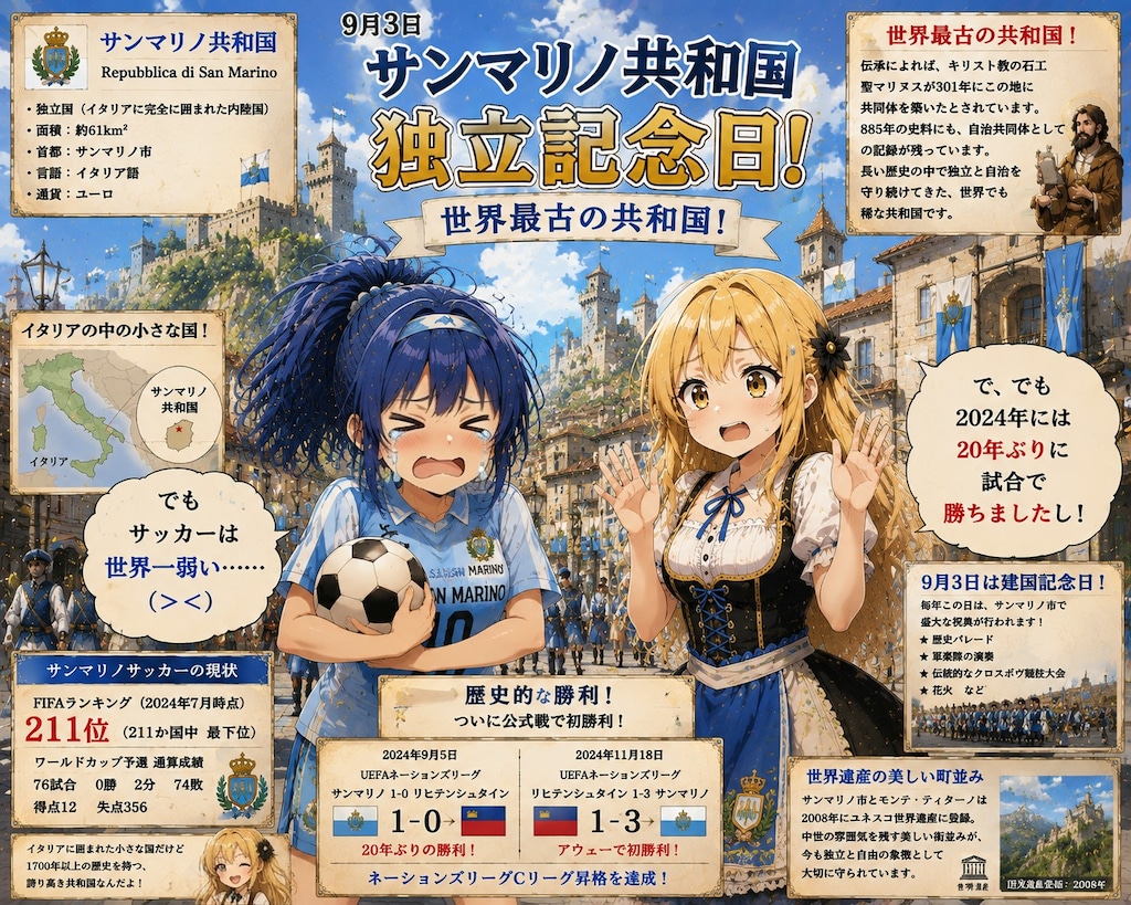 9月3日はサンマリノの建国記念日🇸🇲