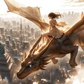 ドラゴンとニューヨークの空を飛ぶ少女 2枚目