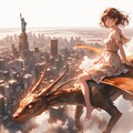 ドラゴンとニューヨークの空を飛ぶ少女 3枚目