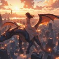 ドラゴンとニューヨークの空を飛ぶ少女 5枚目