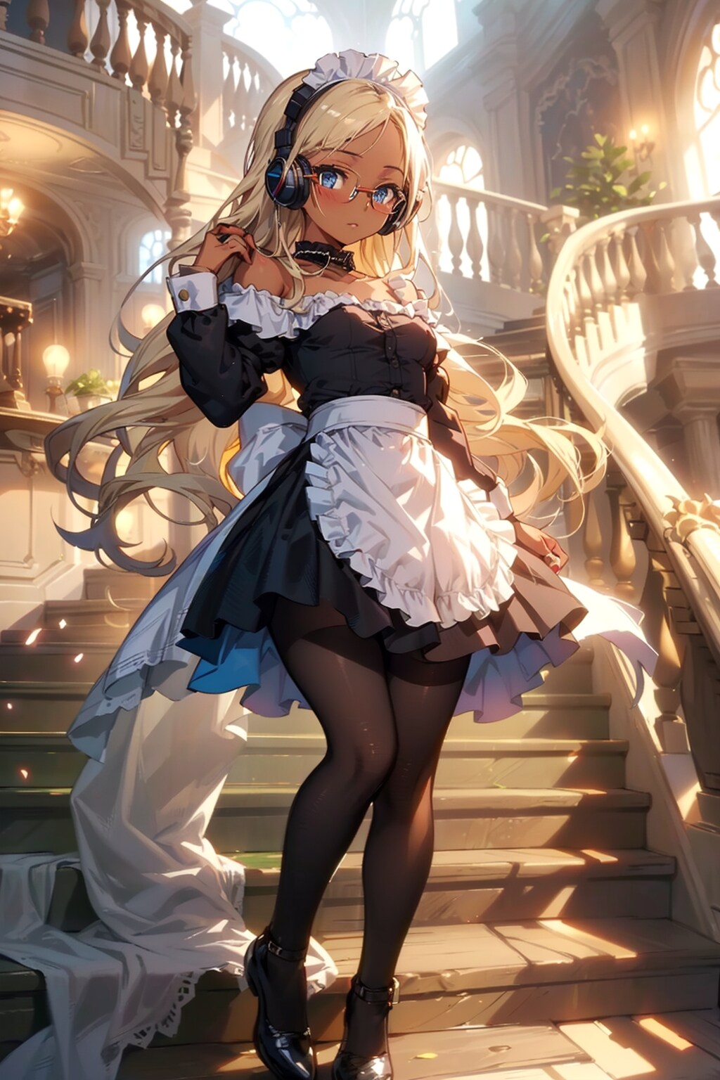 サボってる眼鏡メイド