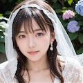 紫陽花とウェディングドレス 2 3枚目