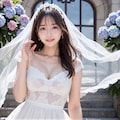 紫陽花とウェディングドレス 2 5枚目