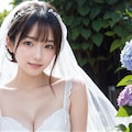 紫陽花とウェディングドレス 2 4枚目