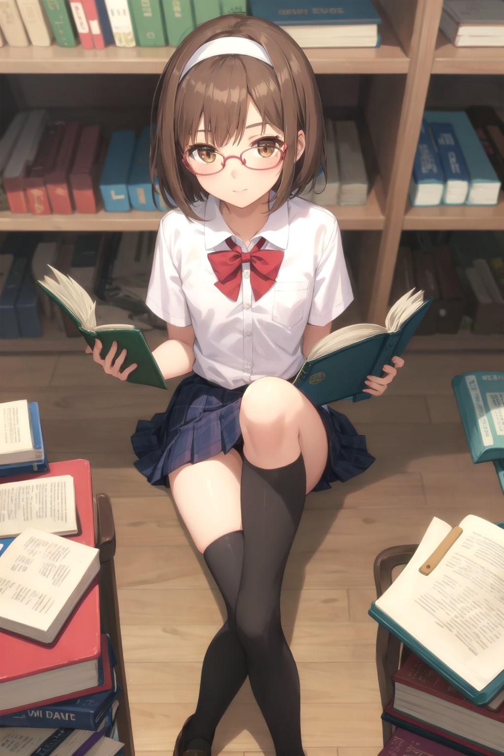 図書室で読書 | の人気AIイラスト・グラビア