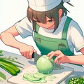 キャベツを切る 2枚目
