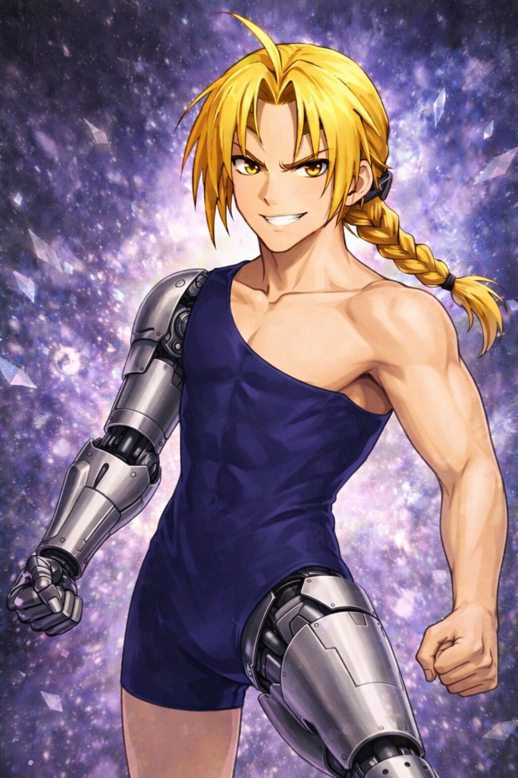 エドワードにスク水、競水(女モノ)を着せた。３ | の人気AIイラスト・グラビア