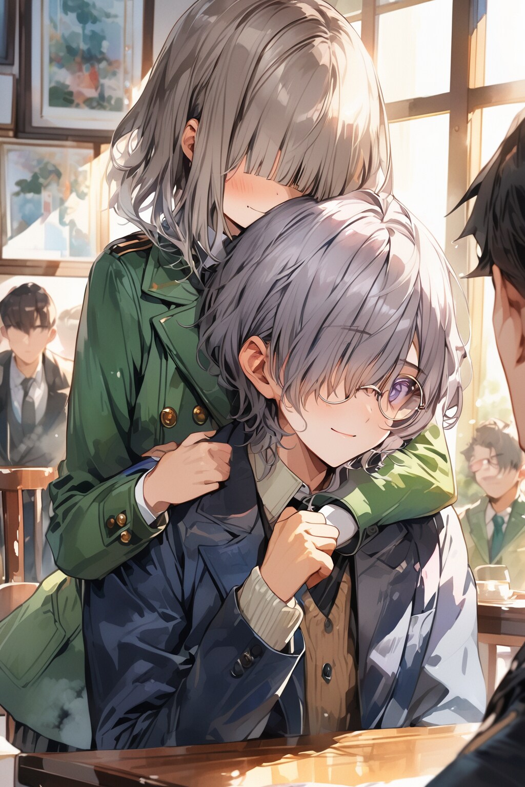 何故か頭のにおいをかがれている | の人気AIイラスト・グラビア