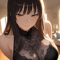 seductive smile,parted lips,halterneck,milf, 2枚目