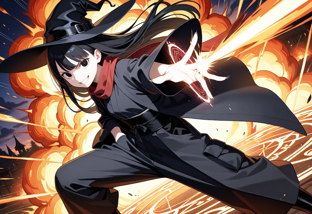 【夢エリ】レーザー魔法と爆炎魔法を同時発動させる魔女さん