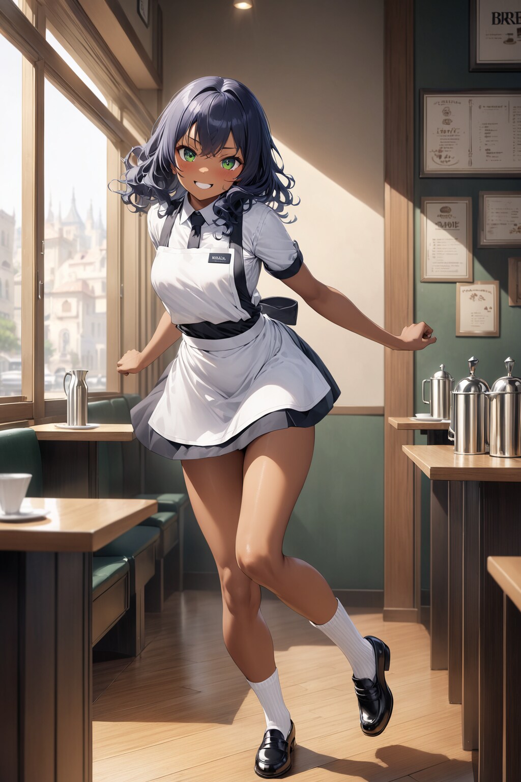 褐色肌のウェイトレスさん