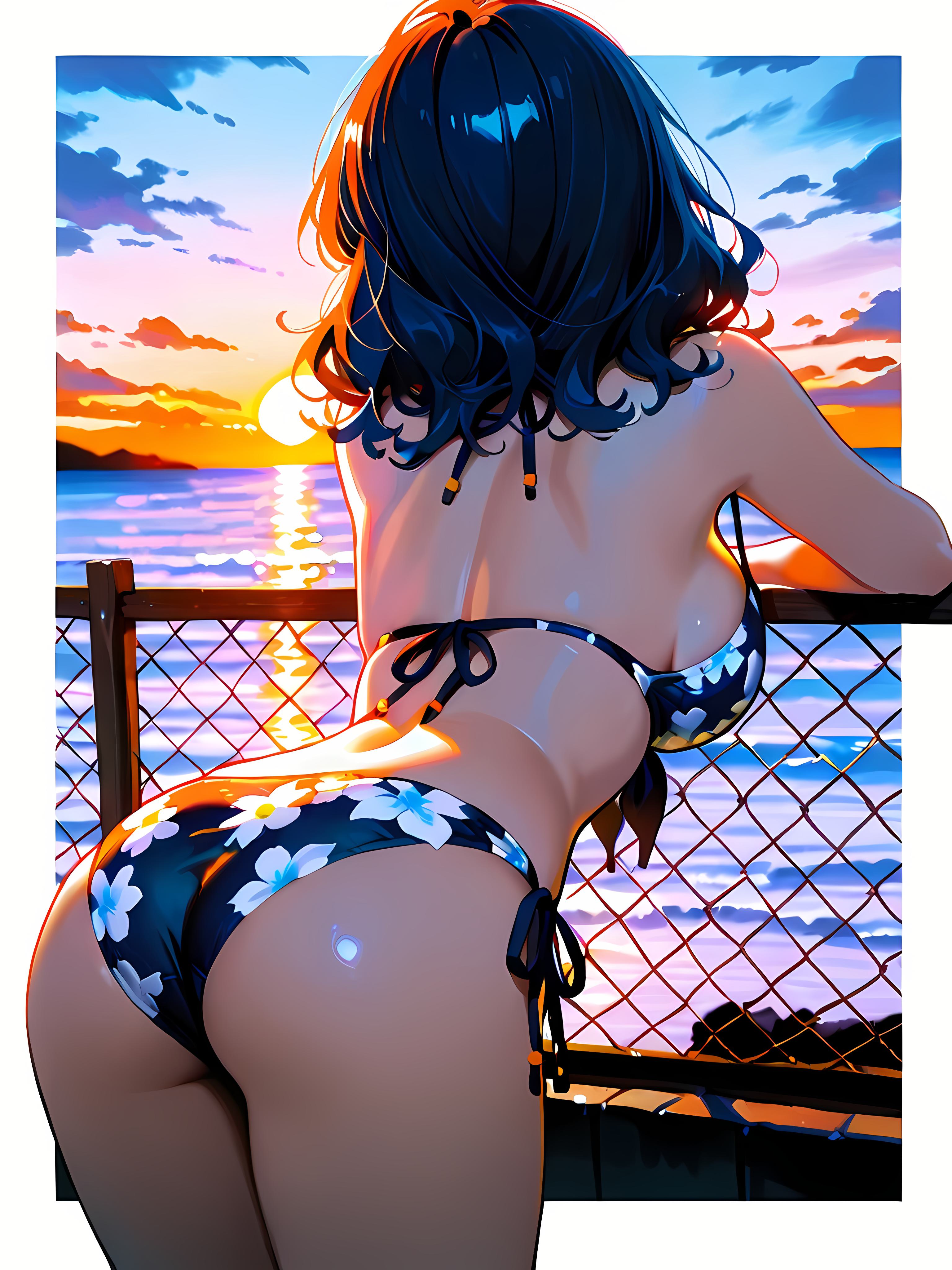 夕暮れ、後ろ姿