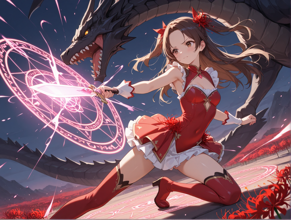 ドラゴンと戦闘の魔法娘４