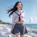 海と制服と時々透けチク 2枚目